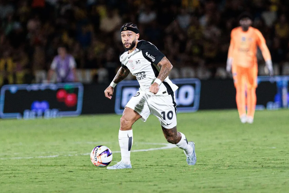 Memphis Depay (Corinthians) durante jogo contra o Novorizontino, no dia 28.02.2026. Foto: Agatha Marques / Alamy