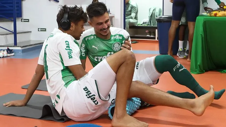 Scarpa e Bigode juntos antes de partida do Palmeirasl, em 2021: A amizade foi rompida – Foto: Cesar Greco
