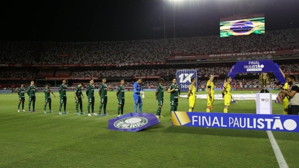 ( (Foto: Cesar Greco/Palmeiras) Kléber Gladiador motiva jogadores do Palmeiras para decisão contra o São Paulo