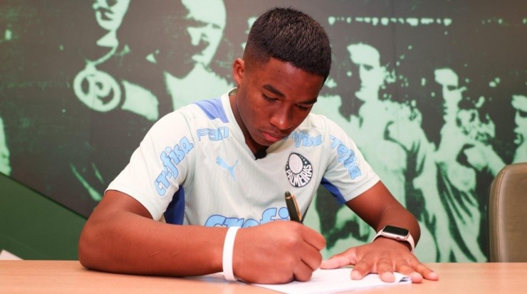 Endrick está na mira de grandes times do futebol europeu. Foto: César Greco/ Palmeiras