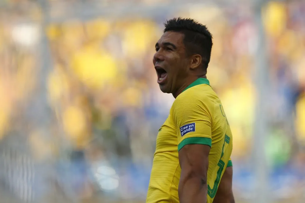 SP – Sao Paulo – 22/06/2019 – Copa America 2019, Peru x Brasil – Casemiro jogador do Brasil comemora seu gol durante partida contra o Peru no estadio Arena Corinthians pelo campeonato Copa America 2019. Foto: Thiago Calil/AGIF