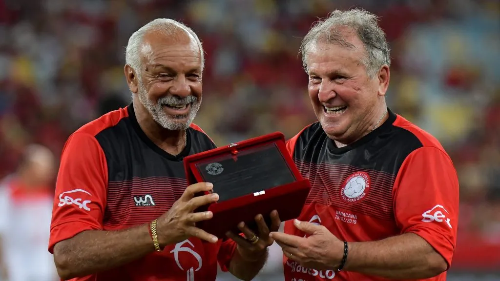 Junior e Zico durante o Jogo das Estrelas. Foto: Thiago Ribeiro/AGIF