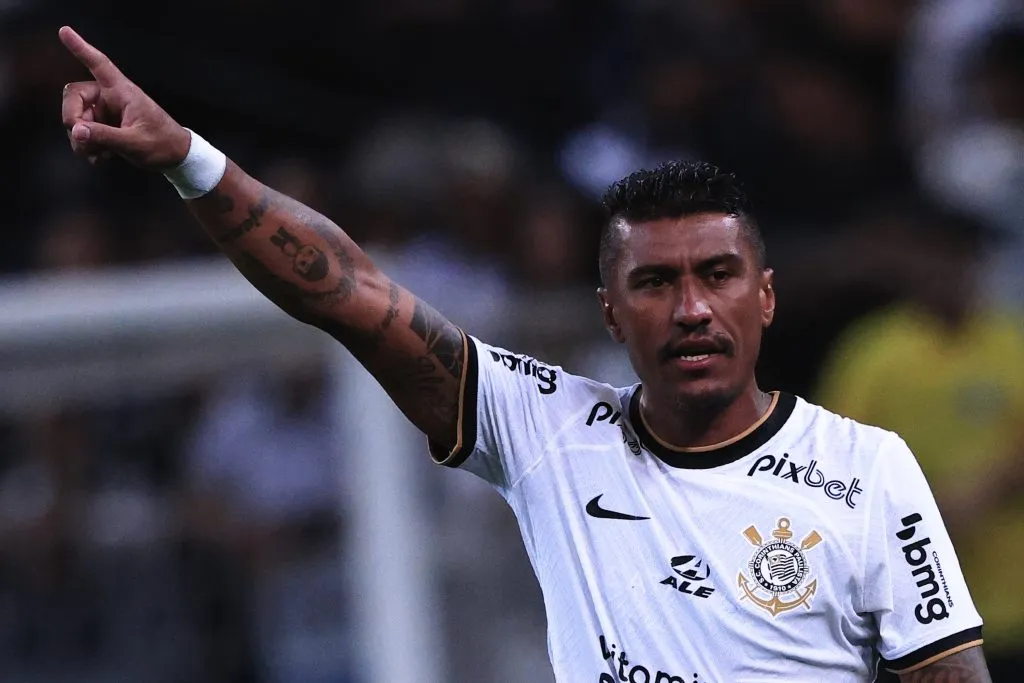 Paulinho jogador do Corinthians durante partida contra o Botafogo-SP no estádio Arena Corinthians pelo campeonato Paulista 2023. Foto: Ettore Chiereguini/AGIF