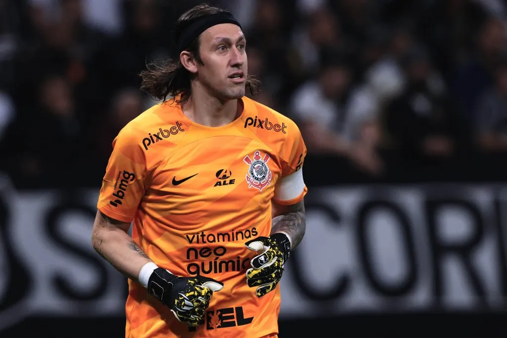 Cassio, goleiro do Corinthians, durante partida contra o Atletico-MG na Arena Corinthians pela Copa do Brasil 2023. Foto: Ettore Chiereguini/AGIF