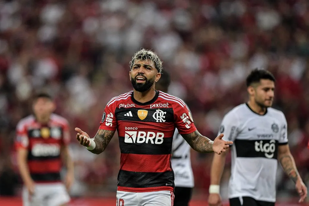 Gabigol jogador do Flamengo durante partida contra o Olimpia no estadio Maracana pelo campeonato Libertadores 2023. Thiago Ribeiro/AGIF
