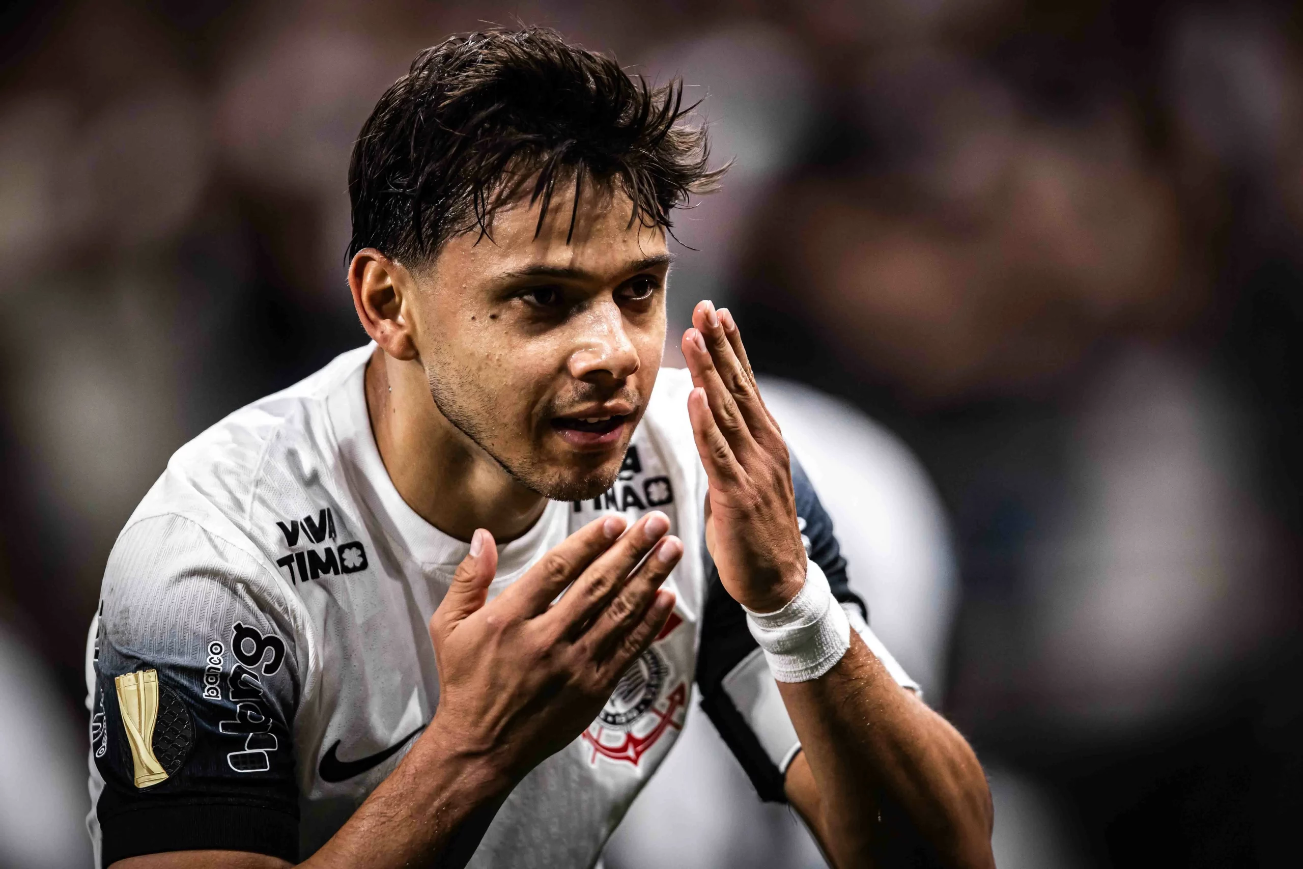 Angel Romero jogador do Corinthians comemora seu gol durante partida contra o Mirassol no estadio Arena Corinthians pelo campeonato Paulista 2025. Foto: Leonardo Lima/AGIF