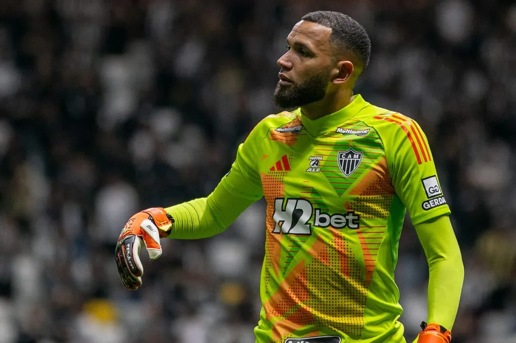 Everson, jogador do Atletico-MG, durante partida contra o Flamengo no estadio Arena MRV pelo campeonato Copa Do Brasil 2025. Foto: Fernando Moreno/AGIF
