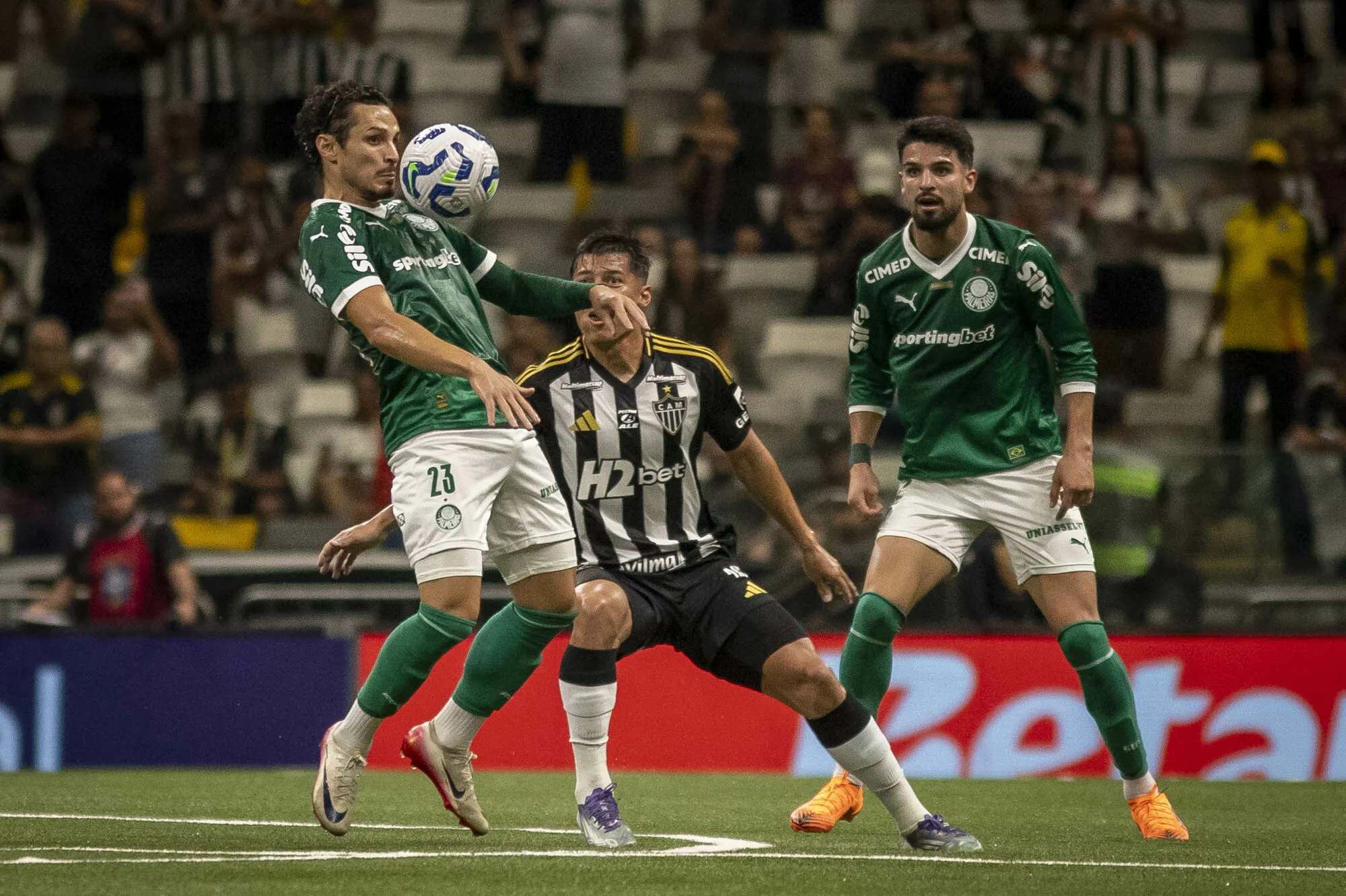 Verdão venceu por 3 a 0 o último jogo na Arena MRV. Foto: Fernando Moreno/AGIF