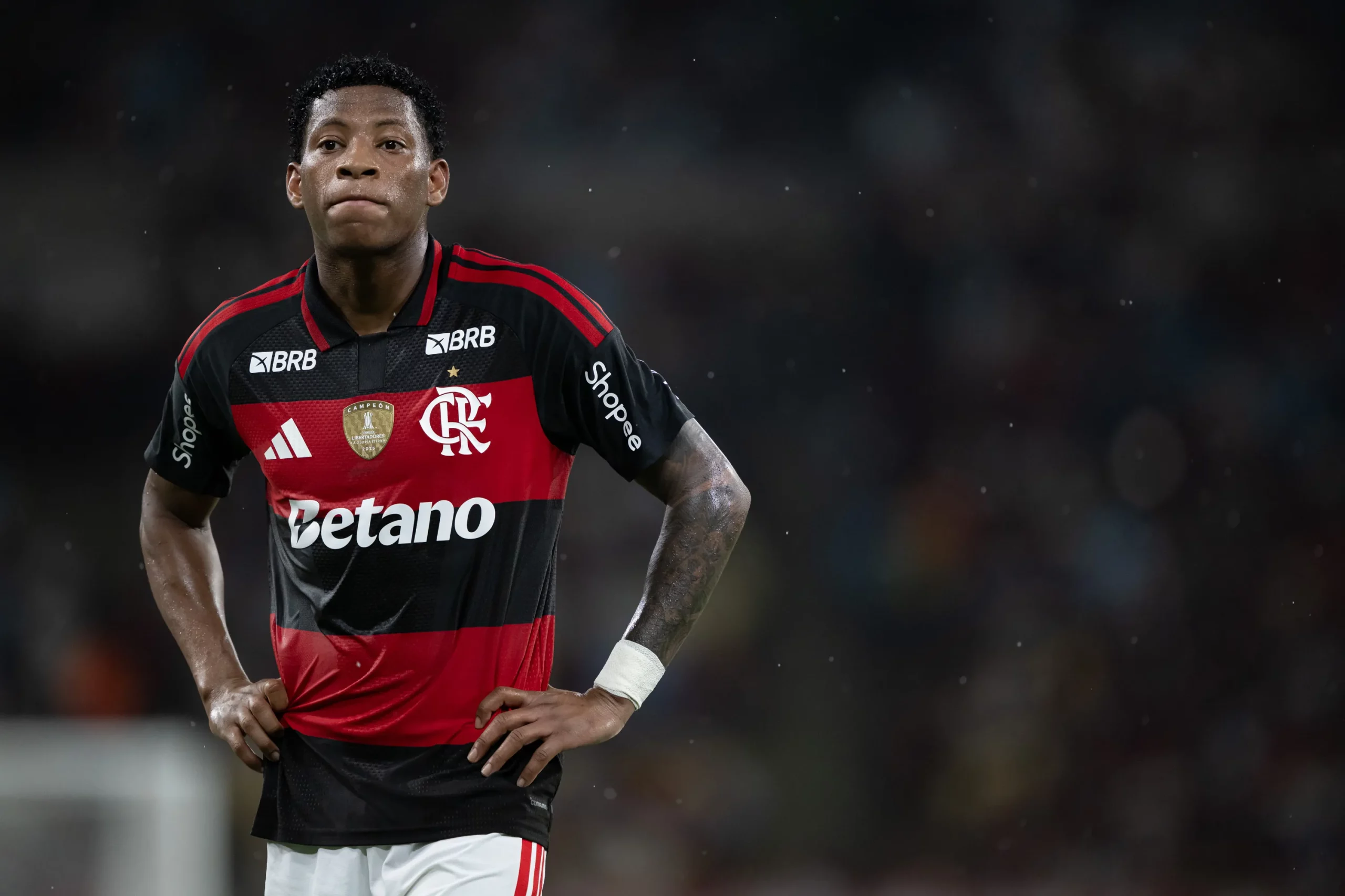 Plata jogador do Flamengo durante partida contra o Madureira no estadio Maracana pelo campeonato Carioca 2026. Foto: Jorge Rodrigues/AGIF