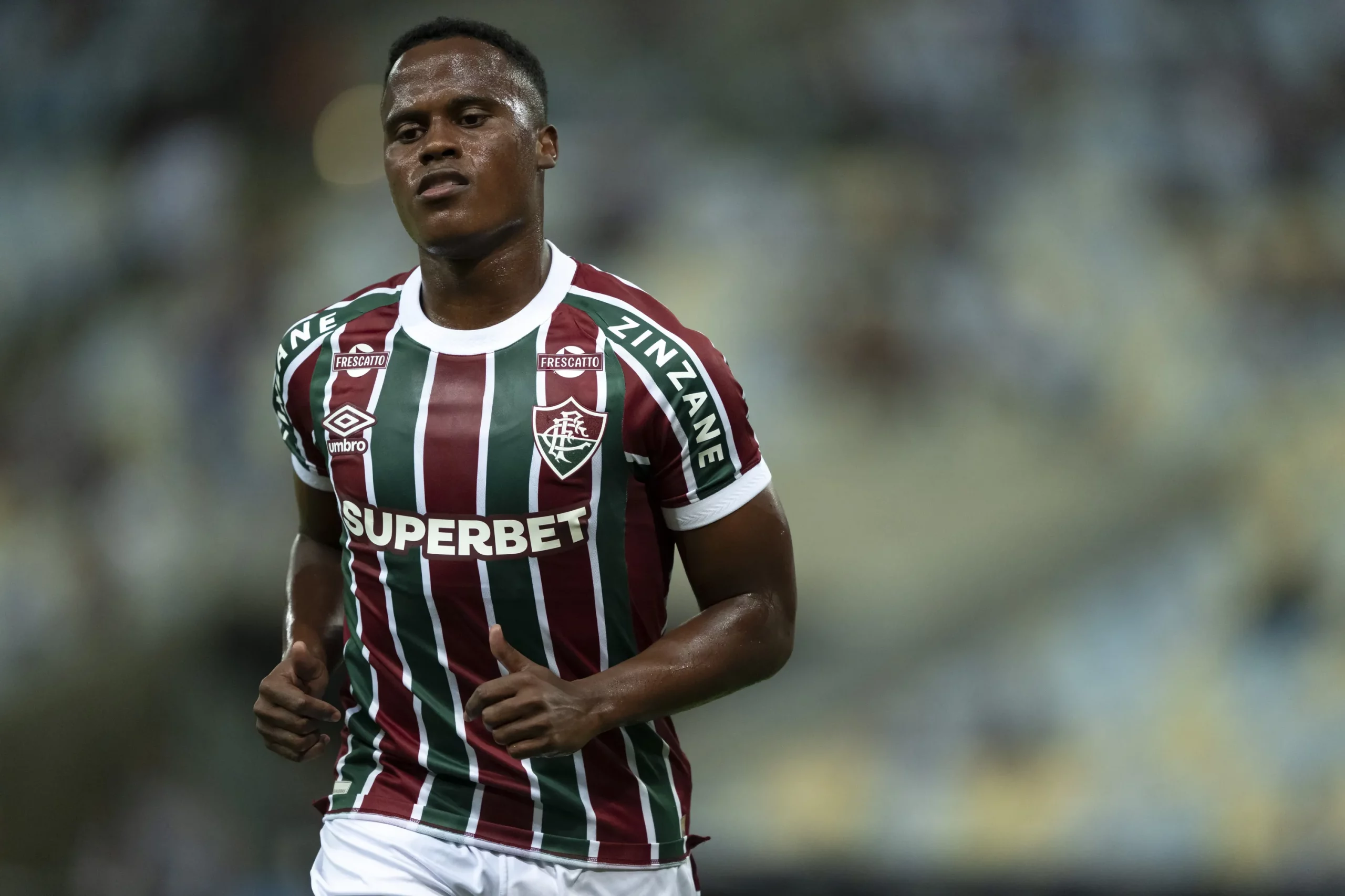 Jhon Arias ex-jogador do Fluminense durante partida contra o Union Espanola. Foto: Jorge Rodrigues/AGIF