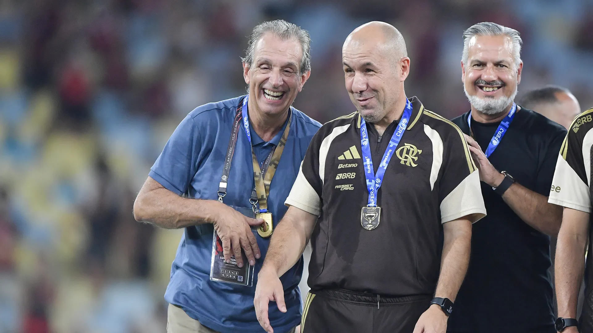 BAP, Leonardo Jardim e José Boto comemorando o título – Foto: Thiago Ribeiro/AGIF