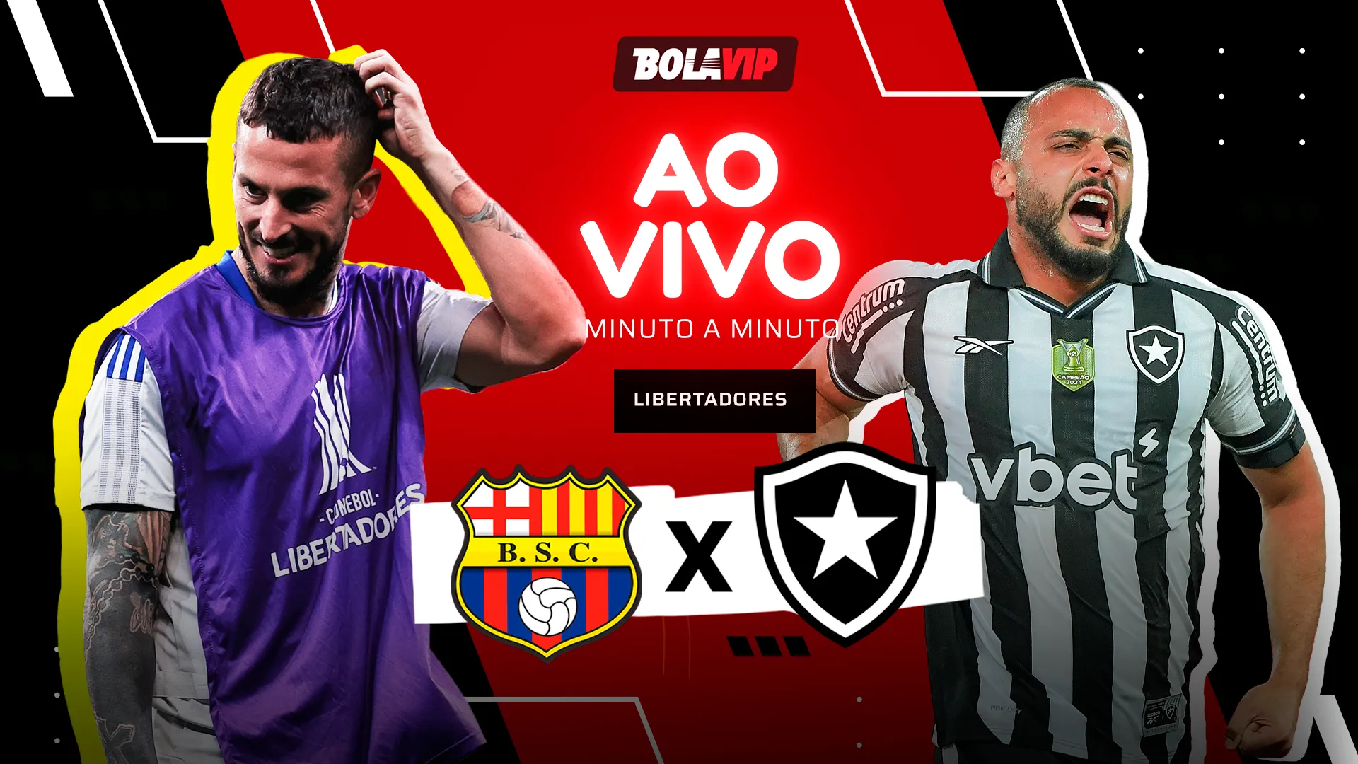 Barcelona SC x Botafogo foi transmitido ao vivo pelo Bolavip Brasil. Fotos: Ettore Chiereguini e Thiago Ribeiro – AGIF