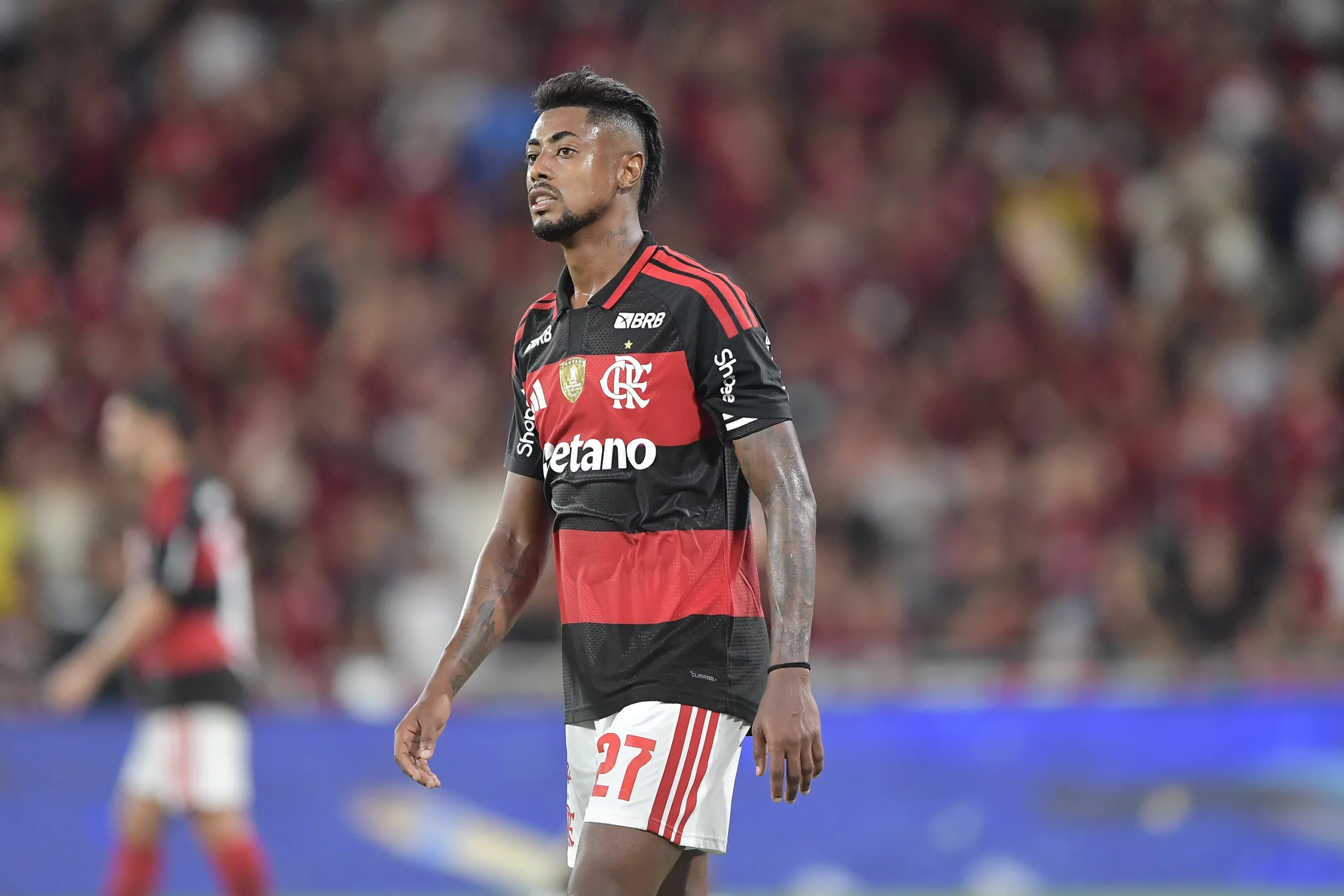 Bruno Henrique segue em recuperação de uma pubalgia. Foto: Thiago Ribeiro/AGIF