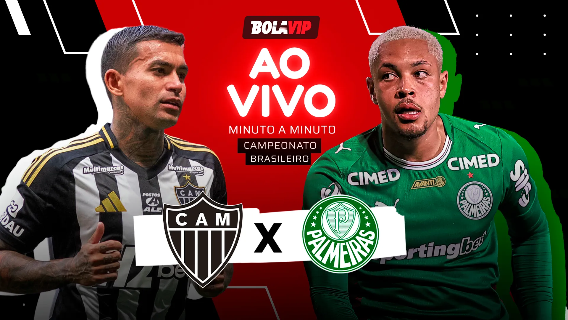 Atlético-MG x Palmeiras foi transmitido ao vivo pelo Bolavip Brasil. Fotos: Fernando Moreno e Fabio Giannelli – AGIF