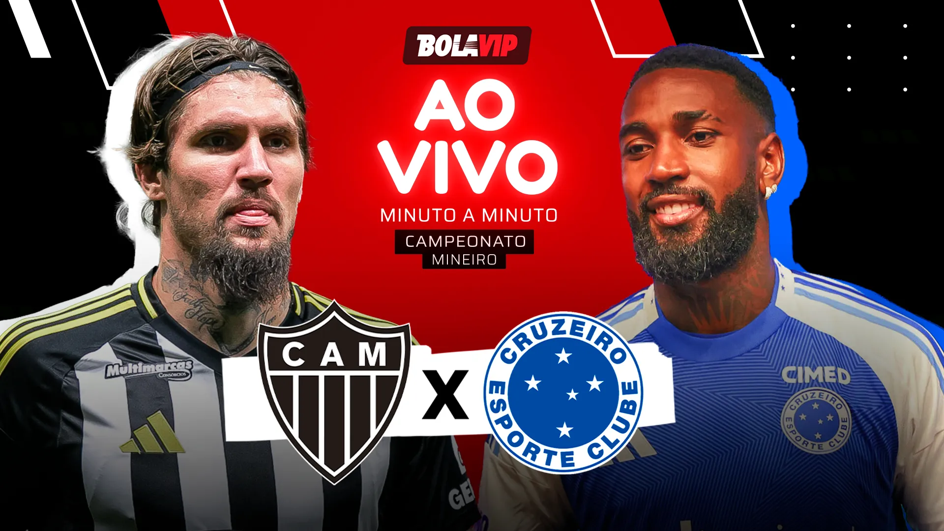 Atlético-MG x Cruzeiro foi transmitido ao vivo pelo Bolavip Brasil. Fotos: Fernando Moreno e Gilson Lobo (AGIF)