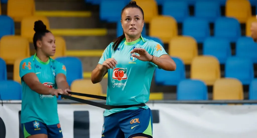 Camilinha, durante primeiro treino em solo australiano para os amistosos pela Seleção Brasileira para o Mundial de 2027.  Foto: Rafael Ribeiro/CBF