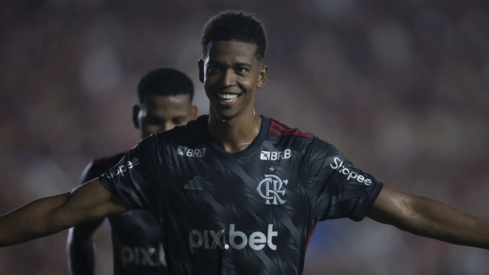 MA – SAO LUIS – 22/01/2025 – CARIOCA 2025, BANGU X FLAMENGO – Carlinhos jogador do Flamengo comemora seu gol durante partida contra o Bangu no estadio Castelao De Sao Luis pelo campeonato Carioca 2025. Foto: Kayan Mendes/AGIF