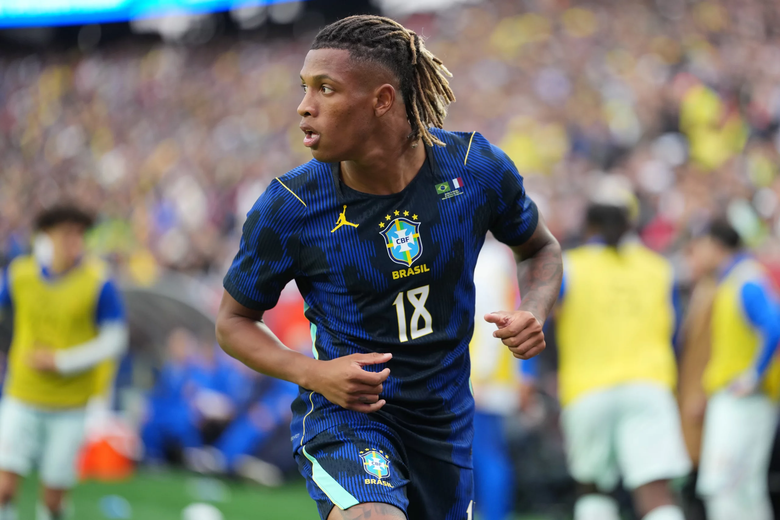 Danilo Santos of Brazil looks on during the international friendly match between Brazil and France.  (Photo by Michael Owens/Getty Images)