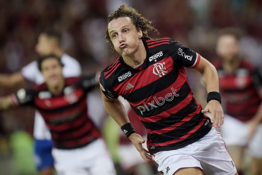David Luiz comemora gol diante do Bahia. Foto: Alexandre Loureiro/AGIF