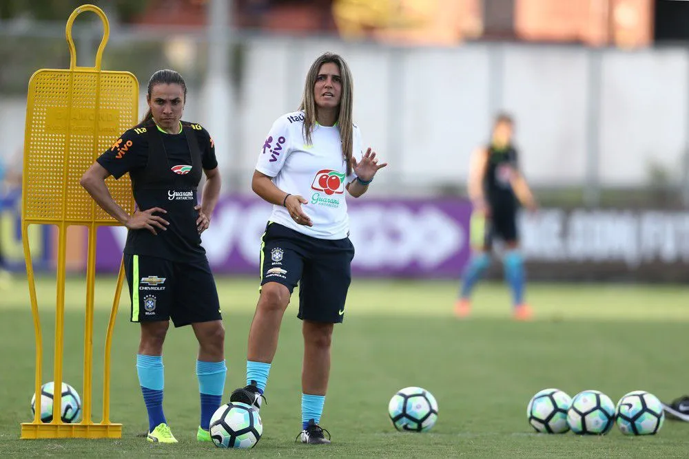 Emily Lima com a seleção. Foto: Lucas Figueiredo/CBF