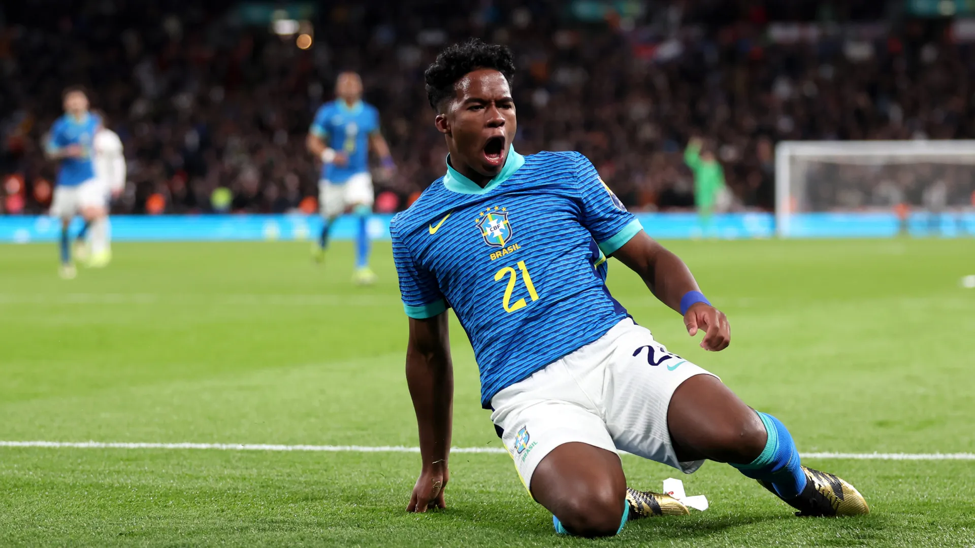 Endrick busca reconquistar espaço na Seleção Brasileira e está na mira de Ancelotti – Foto: Catherine Ivill/Getty Images
