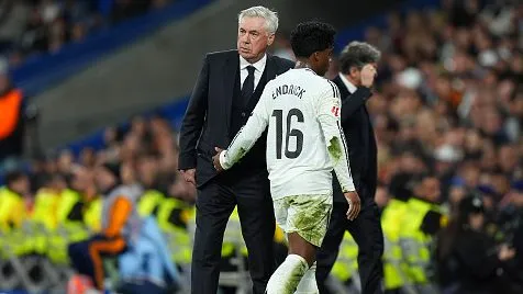 Endrick e Ancelotti. Foto: Angel Martinez/Getty Images