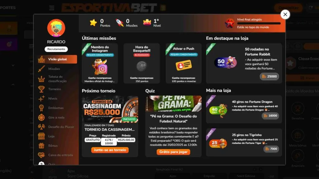 As recompensas das missões vão desde bônus a rodadas grátis