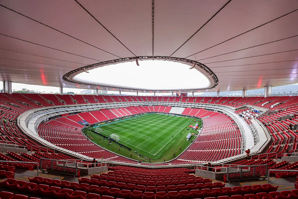 Vista geral do estádio antes da partida da 3ª rodada entre Chivas e Querétaro, válida pelo Torneio Clausura 2026 da Liga MX, no Estádio Akron, em 17 de janeiro de 2026, em Zapopan, México. O Estádio Akron sediará quatro partidas durante a Copa do Mundo FIFA de 2026. (Foto de Simon Barber/Getty Images)