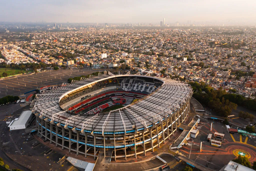 Vista aérea do Estádio Azteca em 17 de junho de 2022, na Cidade do México, México. (Foto de Hector Vivas/Getty Images)