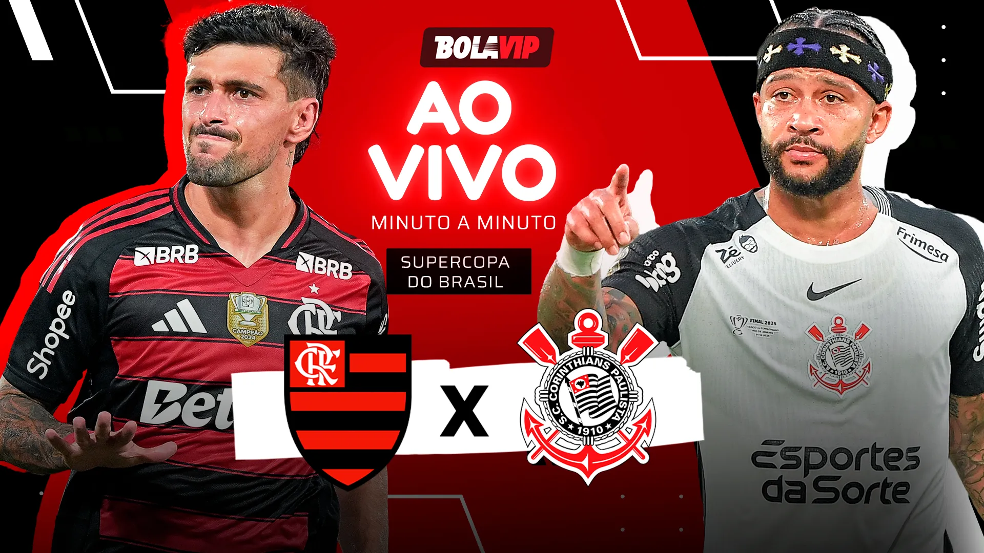 Flamengo x Corinthians foi transmitido ao vivo pelo Bolavip Brasil. Fotos: Alexandre Loureiro e Thiago Ribeiro – AGIF