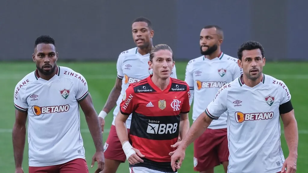 Filipe Luís em duelos contra o Fluminense. Foto: Marcello Zambrana/AGIF