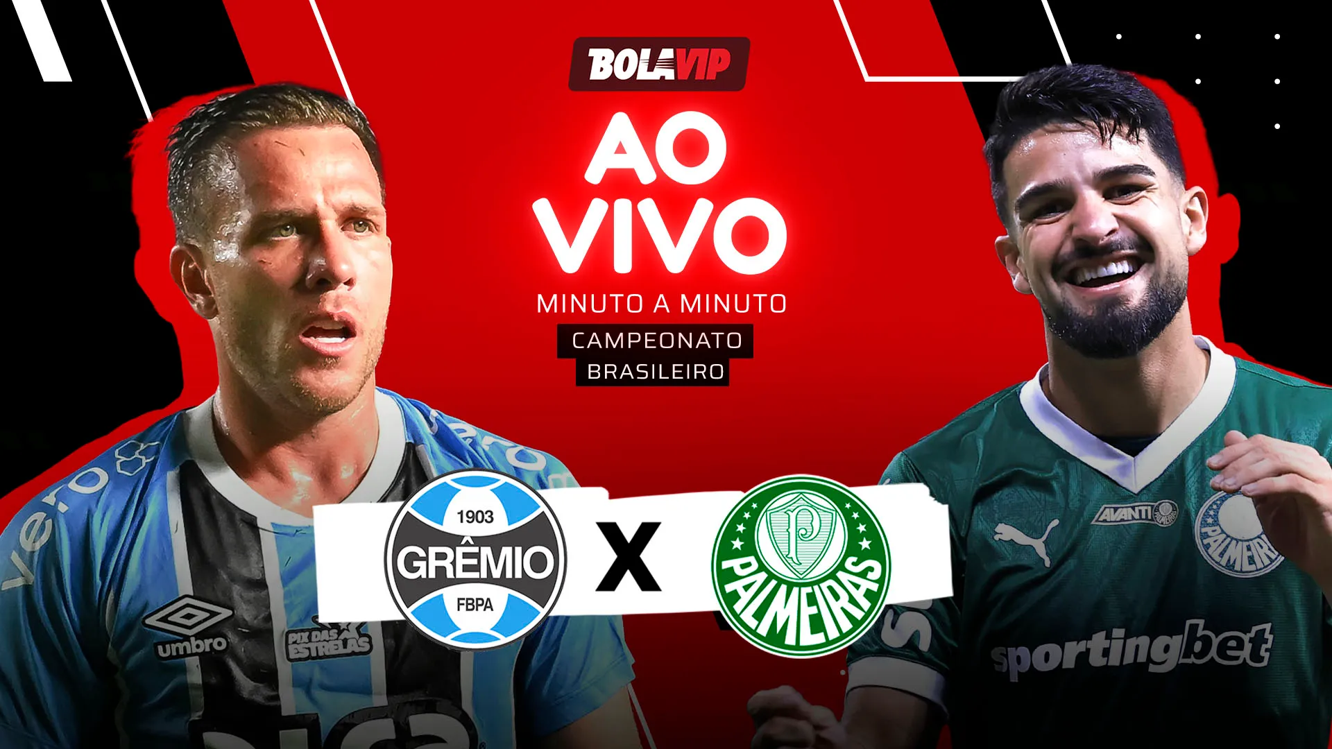 Grêmio x Palmeiras foi transmitido ao vivo pelo Bolavip Brasil. Fotos: Thiago Ribeiro/AGIF e Marcello Zambrana/AGIF