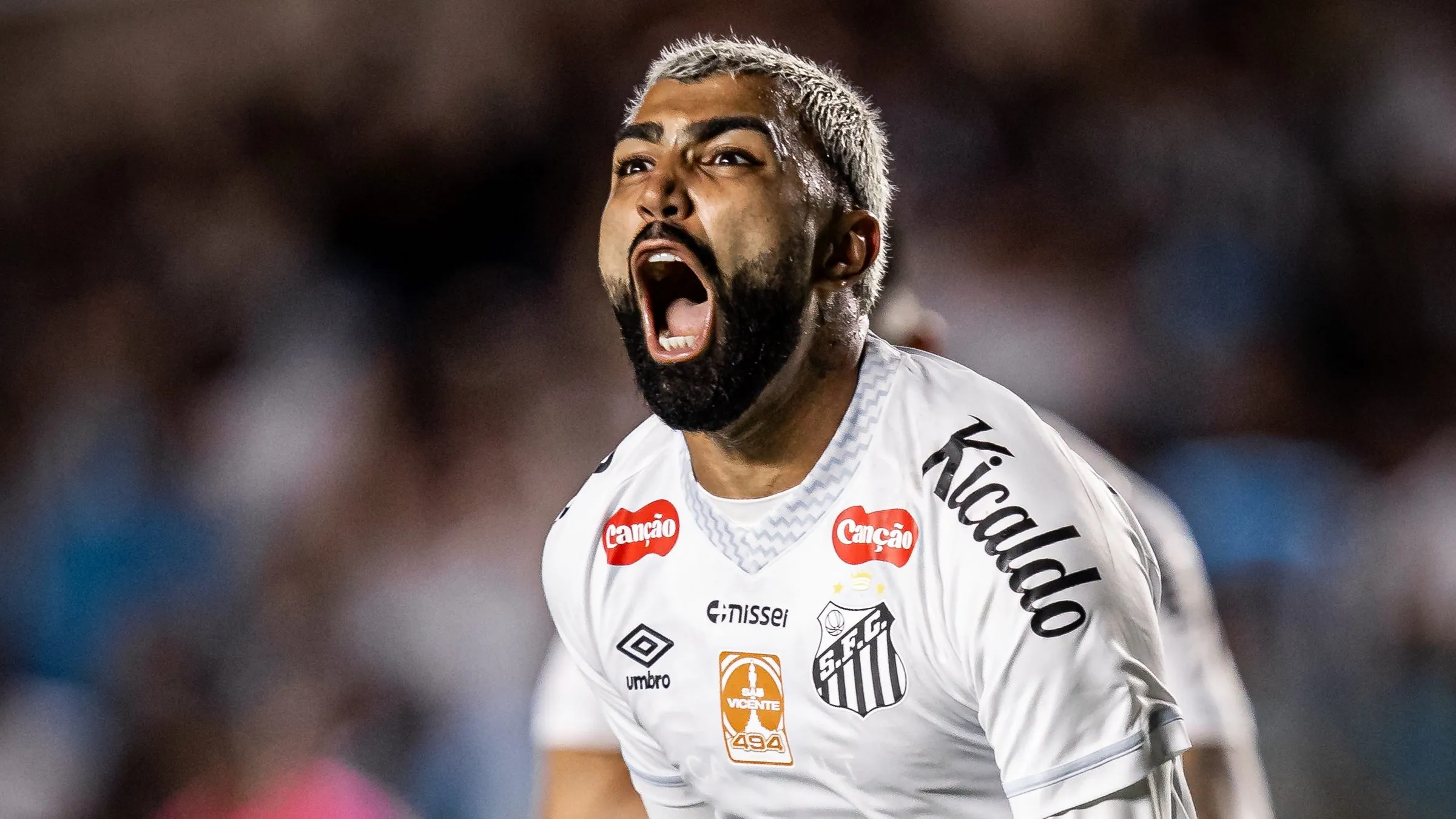 Gabigol comemorando gol de empate do Santos. Foto: Raul Baretta/Santos FC