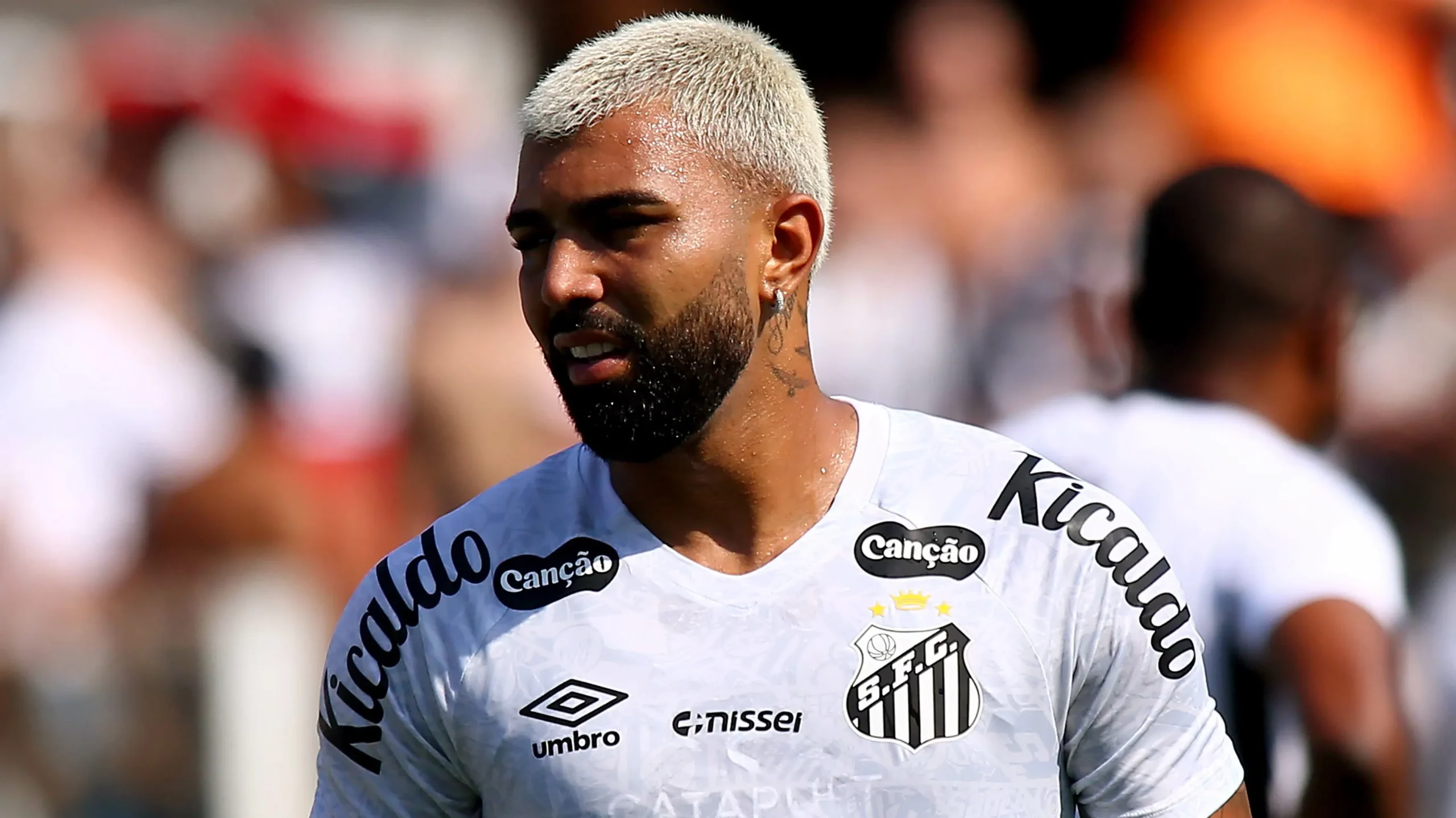 Gabriel Barbosa, jogador do Santos, durante partida contra o Novorizontino no estadio Vila Belmiro pelo campeonato Paulista 2026. Foto: Mauricio De Souza/AGIF