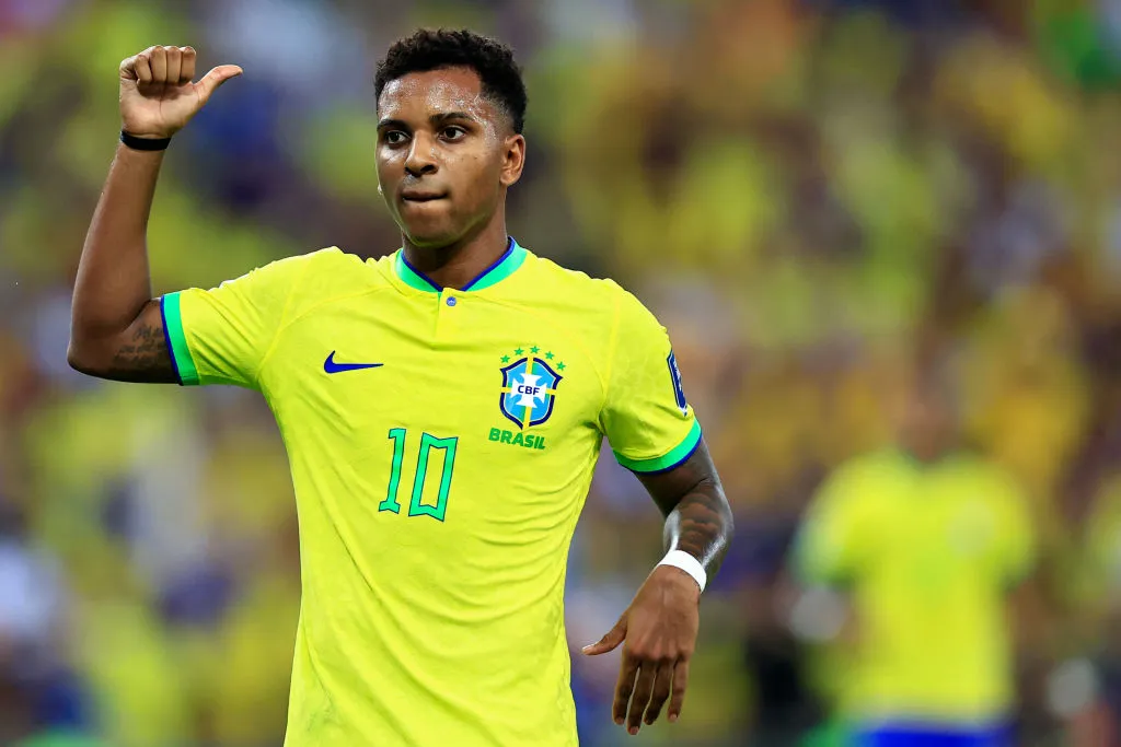 Rodrygo em jogo da Seleção
