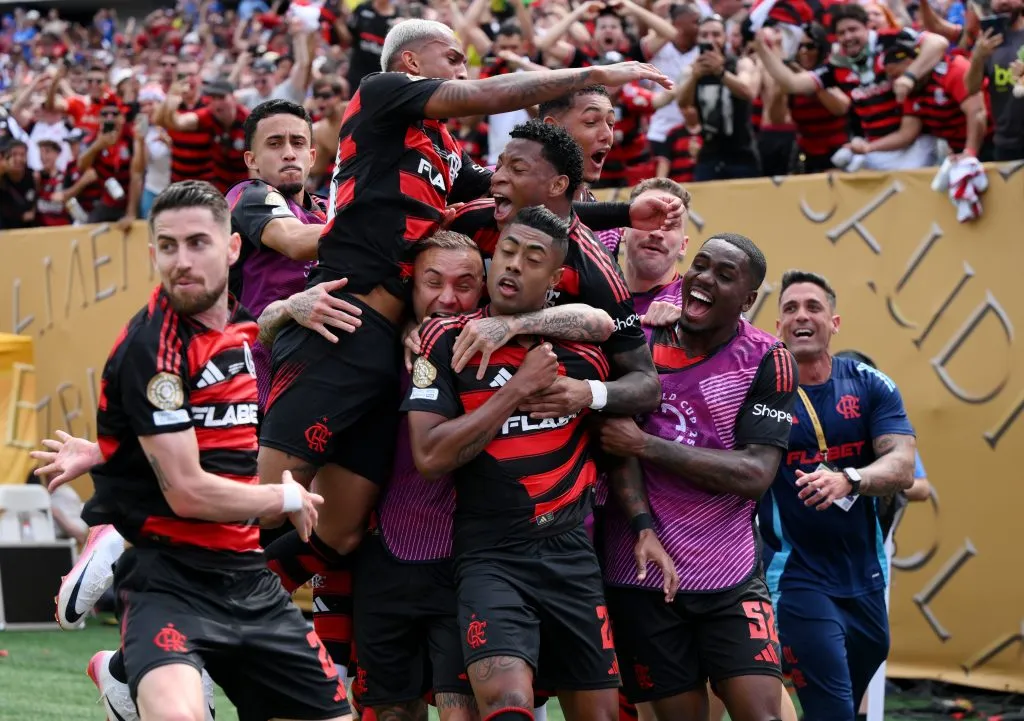 Comemoração de um dos gols do Flamengo. Foto: David Ramos/Getty Images