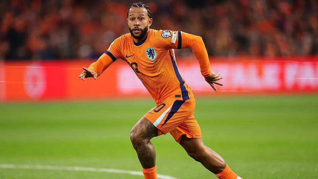 Memphis em ação pela Seleção da Holanda –  (Photo by Dean Mouhtaropoulos/Getty Images)