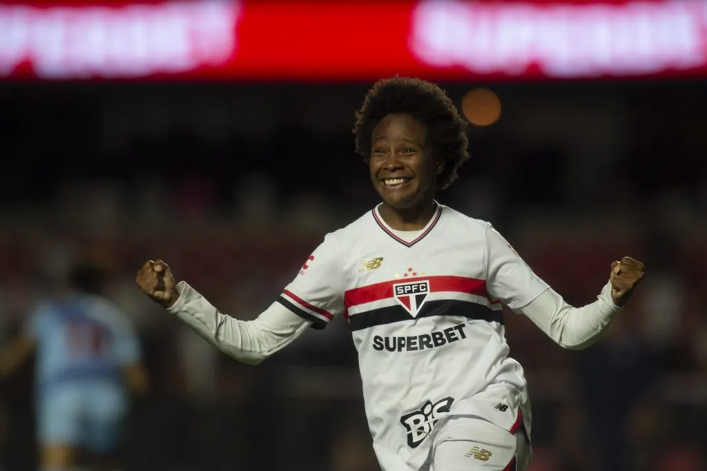 Robinha vibra com primeiro gol na temporada. Foto Anderson Romão/AGIF