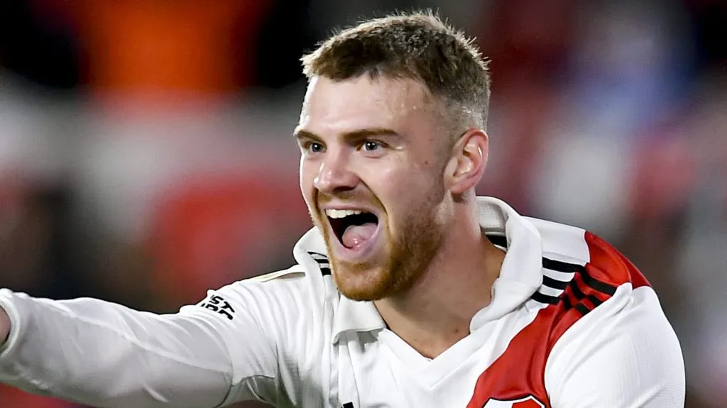 Foto: Marcelo Endelli/Getty Images – Lucas Beltrán comemorando gol pelo River Plate.