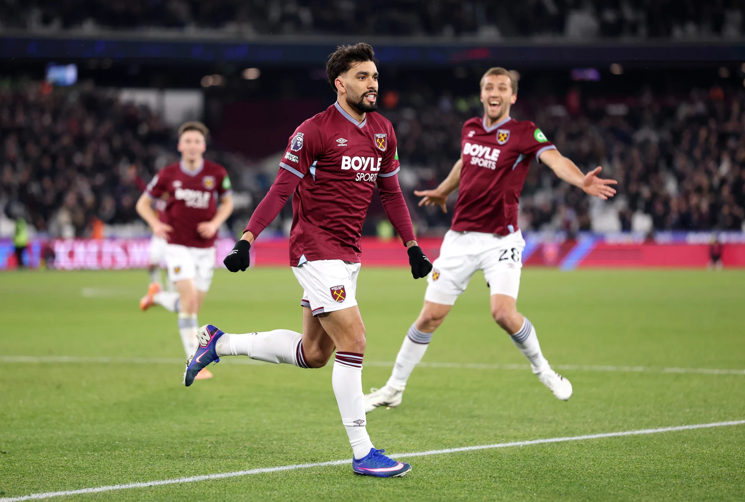 Paquetá comemora gol pelo West Ham. Photo by Julian Finney/Getty Images