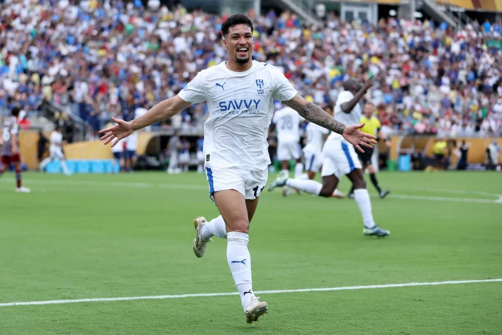 Marcos Leonardo comemora gol diante do Fluminense.Photo by Megan Briggs/Getty Images