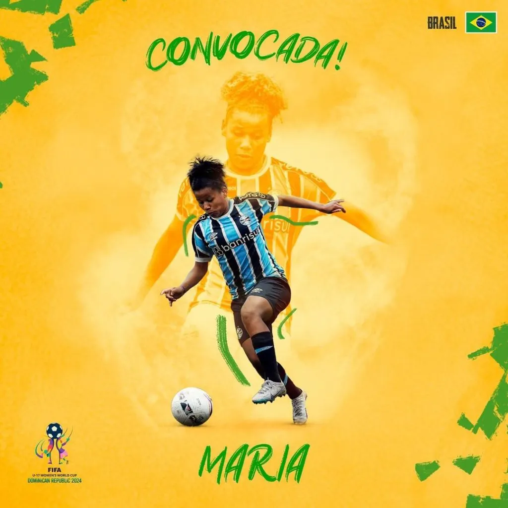 A atacante das #GuriasGremistas foi chamada para representar o Brasil na competição mundial, que será disputada em outubro – Foto: Gurias Gremistas/Grêmio