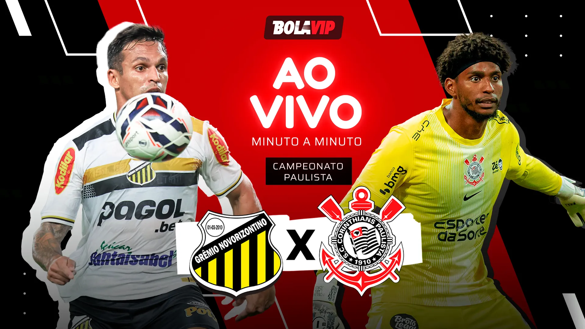 Novorizontino x Corinthians foi transmitido ao vivo pelo Bolavip Brasil. Foto: Fernando Torres e Hederson Alves – AGIF