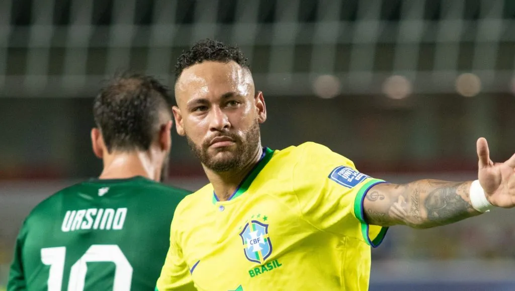 PA – BELEM – 08/09/2023 – ELIMINATORIAS COPA DO MUNDO 2026, BRASIL X BOLIVIA – Neymar jogador do Brasil comemora seu gol durante partida contra o Bolivia no estadio Mangueirao pelo campeonato Eliminatorias Copa Do Mundo 2026. Foto: Fernando Torres/AGIF