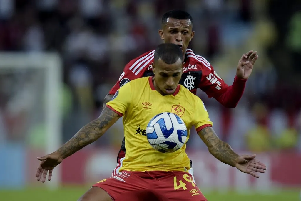 Otero jogador do Aucas durante partida no estadio Maracana pelo campeonato Libertadores 2023. Foto: Alexandre Loureiro/AGIF