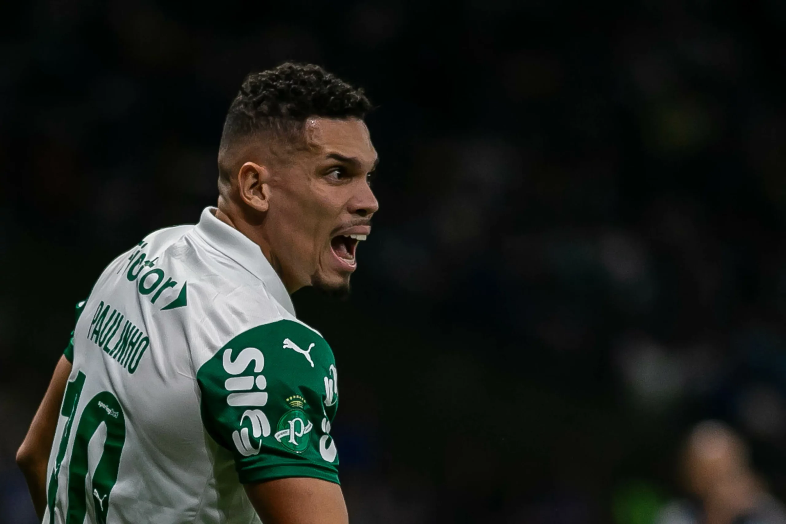 Paulinho jogador do Palmeiras durante partida contra o Cruzeiro no estadio Mineirao pelo campeonato Brasileiro A 2025. Foto: Fernando Moreno/AGIF