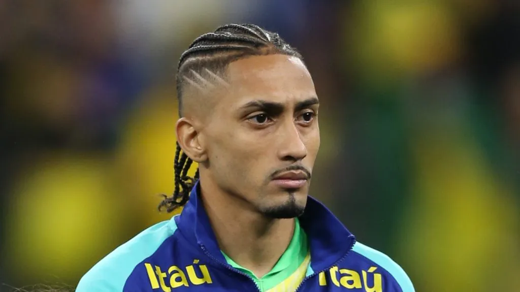 Raphinha, jogador da Selecao Brasileira, durante a partida entre Brasil e Paraguai na Neo Quimica Arena em Sao Paulo (SP), pelas Eliminatorias da Copa do Mundo 2026. Foto: Marlon Costa/AGIF