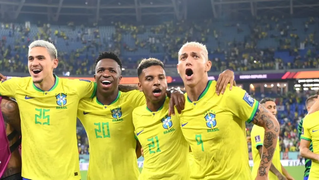 Foto: Justin Setterfield/Getty Images – Camisa 9 do Brasil ao lado de Rodrygo, Vinícius e Pedro na última Copa do Mundo.