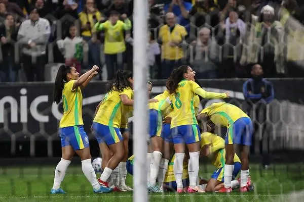 Seleção comemora gol. Foto: Lívia Villas Boas/CBF