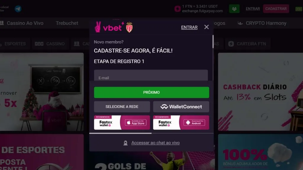 O processo de cadastro na Vbet Brasil é fácil de se completar | Crédito: Reprodução / Vbet Brasil